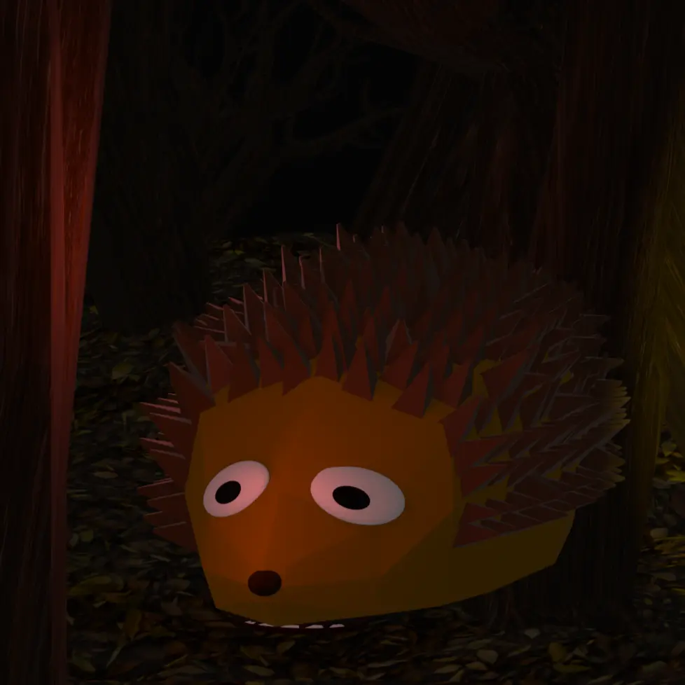 Das ist ein Bild, aus einem 3D animierten Kurzfilm, worauf ein Igel zu sehen ist
